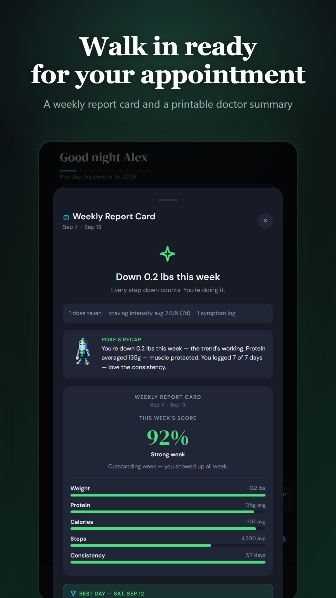 Weekly report screenshot